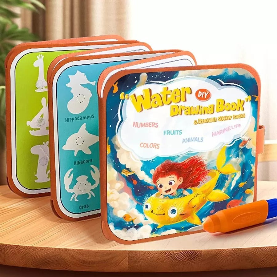 📘 Libro Educativo Reutilizable para Pintar con Agua  ¡Diversión mágica sin ensuciar! 💧🎨