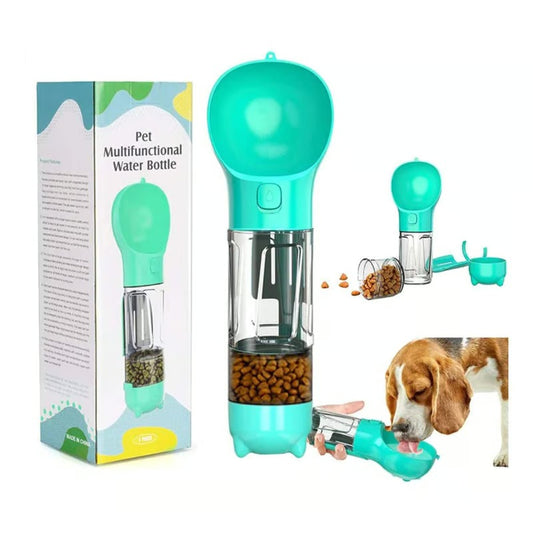 🐾 Botella Portátil 4 en 1  para Mascotas 🐾 ¡Todo lo que tu mascota necesita, en un solo producto!